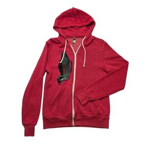 Alternative Apparel Full Zip Hoodie Graphic‎ Sweatshirt Red Small Women's